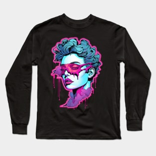 Vaporwave Girl Pink Blue Fairy Kei Long Sleeve T-Shirt